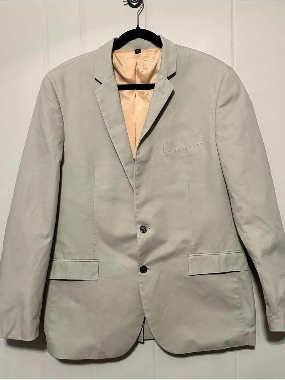 J. Crew Men's Thompson Classic Light Beige Blazer Jacket 100% Cotton Size 44L